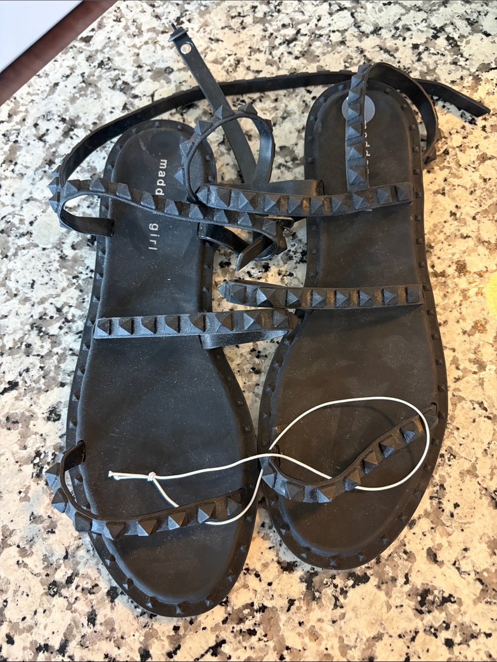Madden Girl Black Pyramid-Stud Lace-Up Sandals - Picture 2 of 5